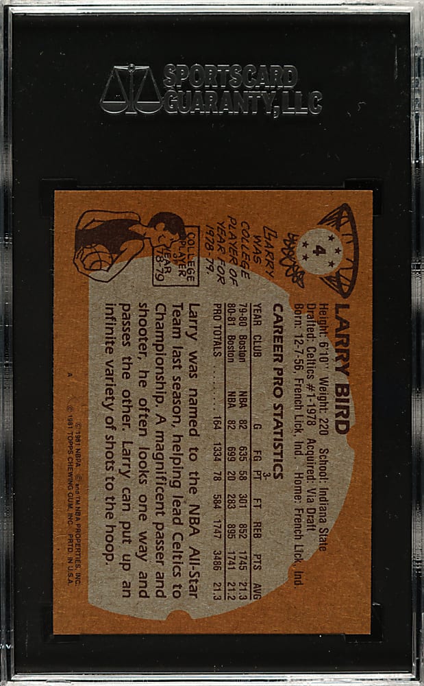 1981-1982 Topps Basketball #4 Larry Bird SGC NM/MT 88