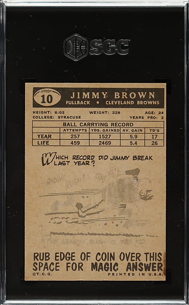 1959 Topps Football #10 Jim Brown SGC VG/EX 4