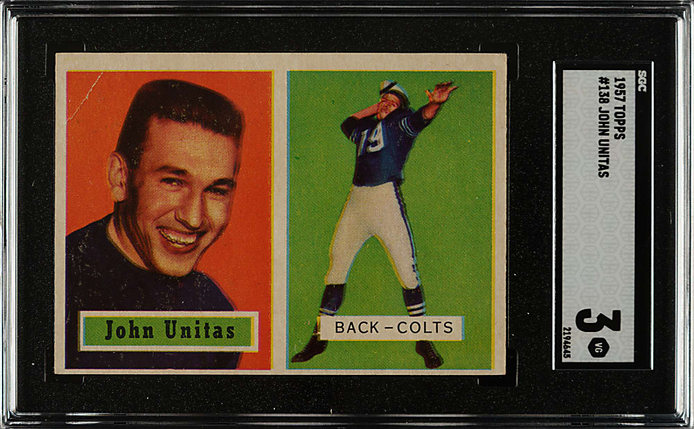 1957 Topps Football #138 Johnny Unitas Rookie SGC VG 3