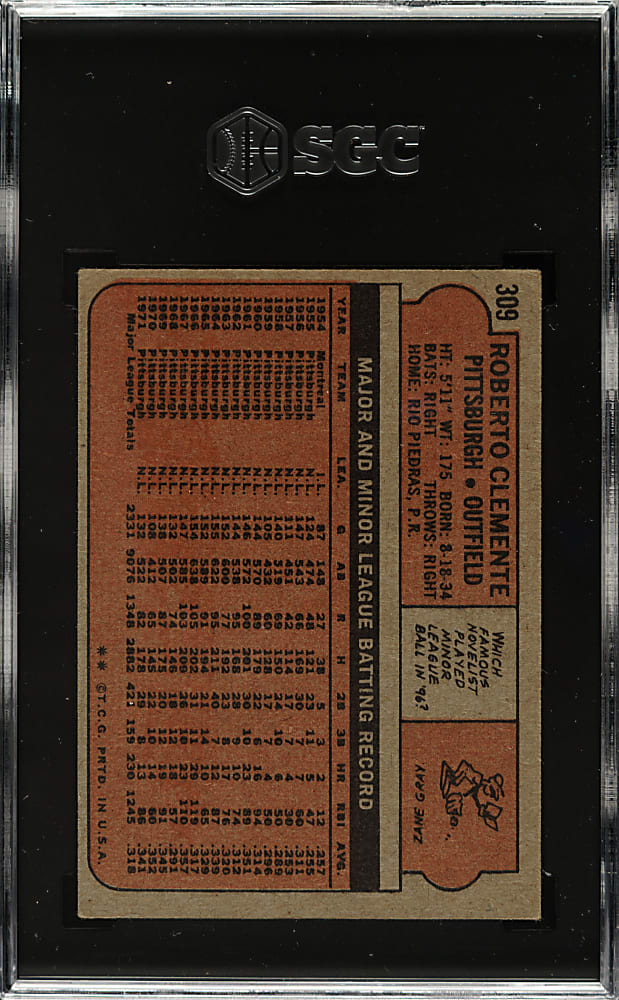 1972 Topps #309 Roberto Clemente SGC EX 5