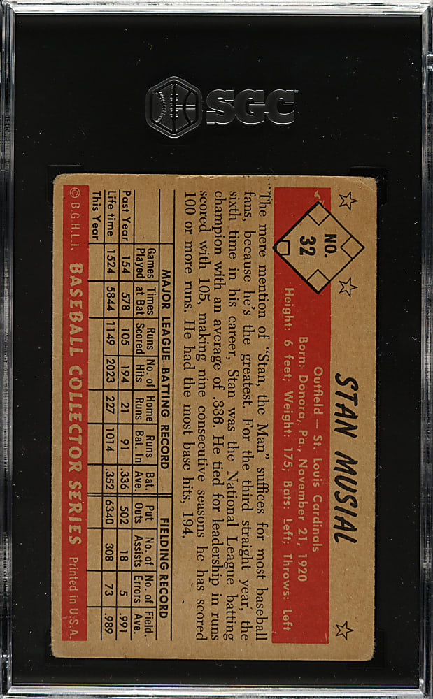 1953 Bowman Color #32 Stan Musial SGC GOOD 2