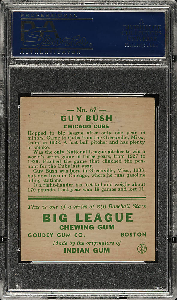 1933 R319 Goudey #67 Guy Bush PSA EX 5