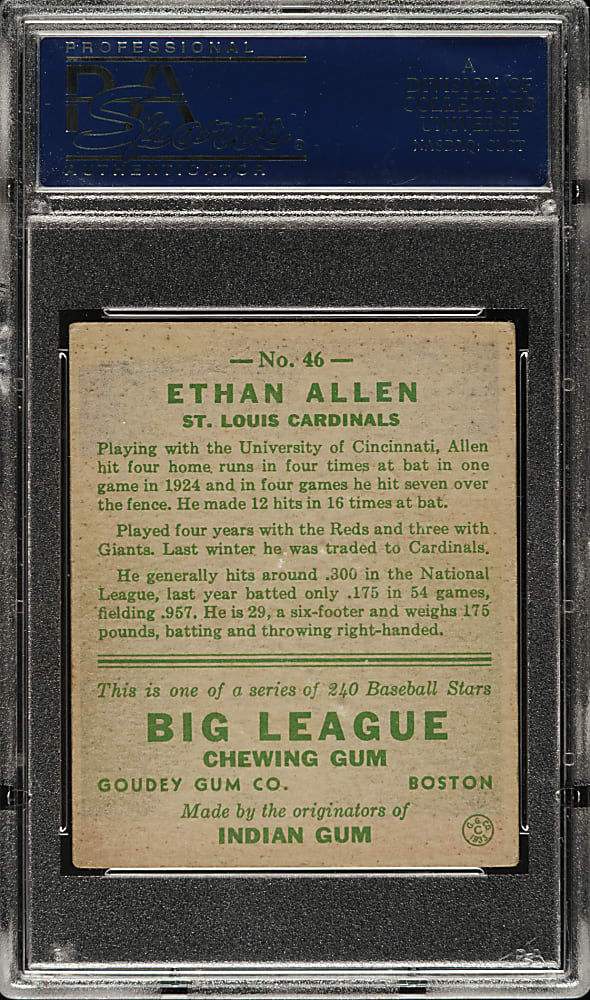 1933 R319 Goudey #46 Ethan Allen PSA VG-EX+ 4.5