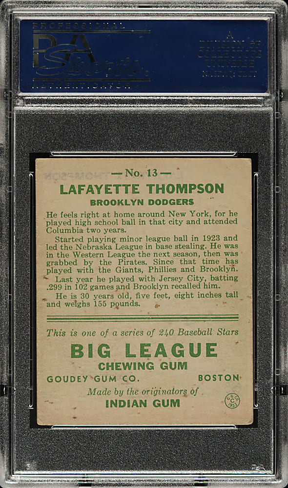 1933 R319 Goudey #13 Lafayette Thompson PSA VG-EX 4