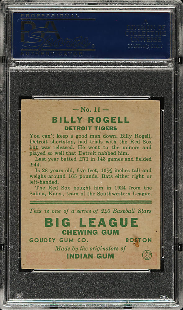 1933 R319 Goudey #11 Billy Rogell PSA VG-EX 4