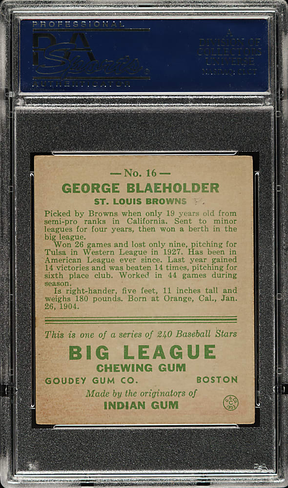 1933 R319 Goudey #16 George Blaeholder PSA VG-EX 4