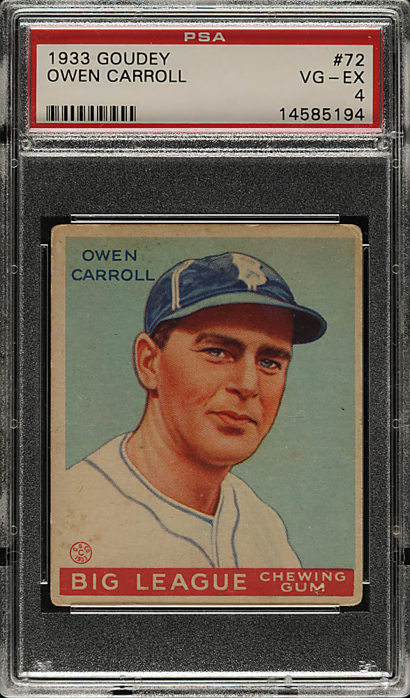 1933 R319 Goudey #72 Owen Carroll PSA VG-EX 4