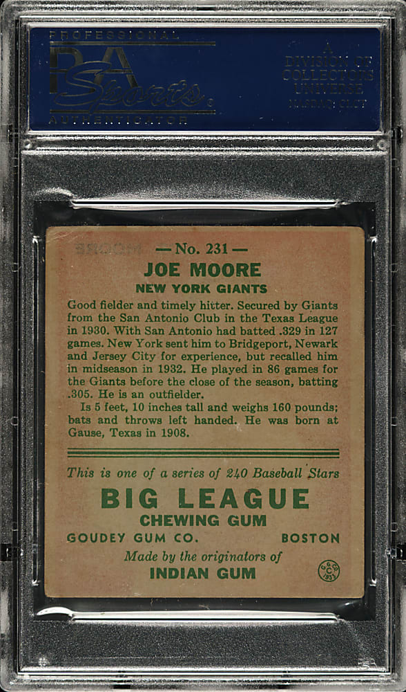 1933 R319 Goudey #180 Eddie Moore PSA VG-EX 4