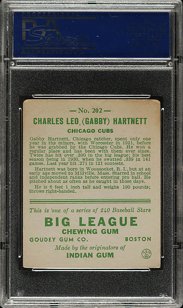 1933 R319 Goudey #202 Gabby Hartnett PSA VG-EX 4