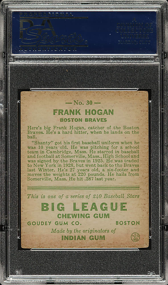 1933 R319 Goudey #30 Frank Hogan PSA VG 3