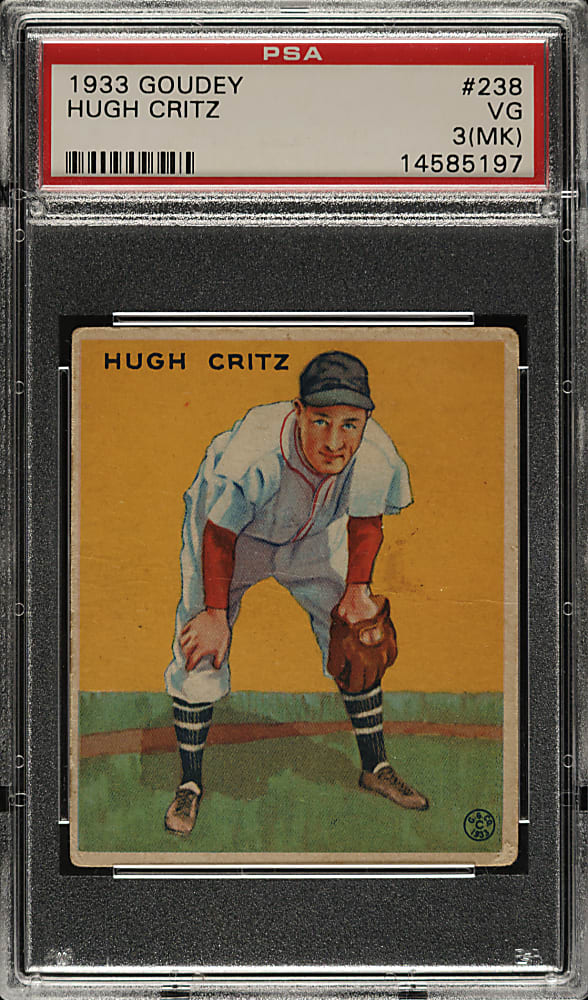 1933 R319 Goudey #238 Hugh Critz PSA VG 3 (MK)