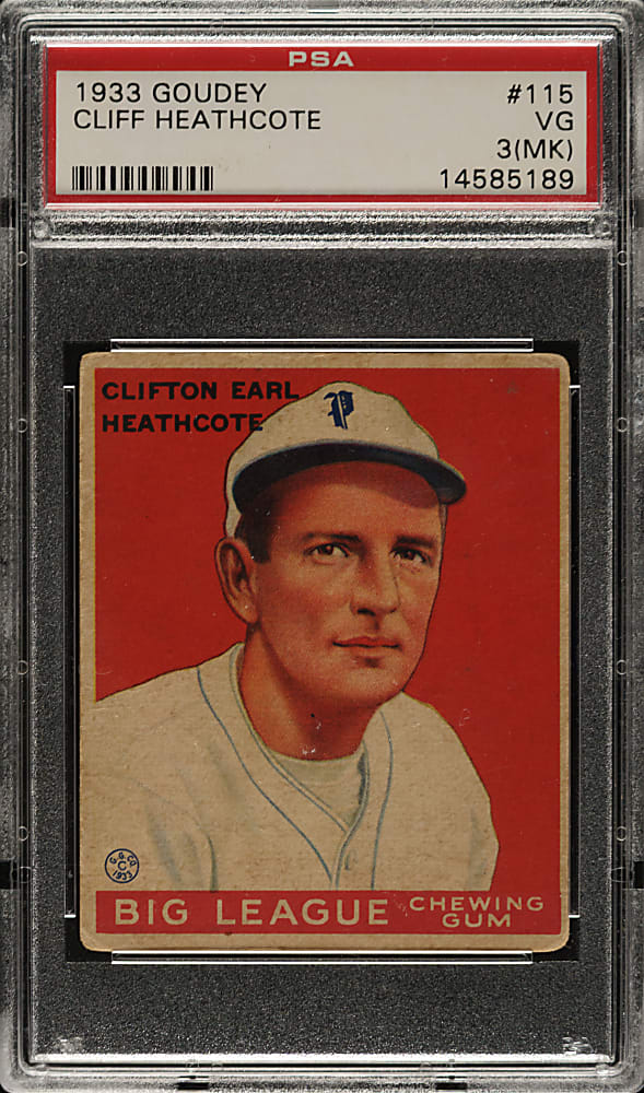 1933 R319 Goudey #115 Cliff Heathcote PSA VG 3 (MK)