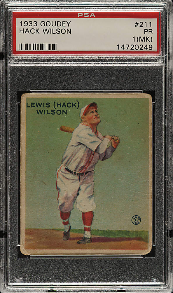 1933 R319 Goudey #211 Hack Wilson PSA POOR 1 (MK)