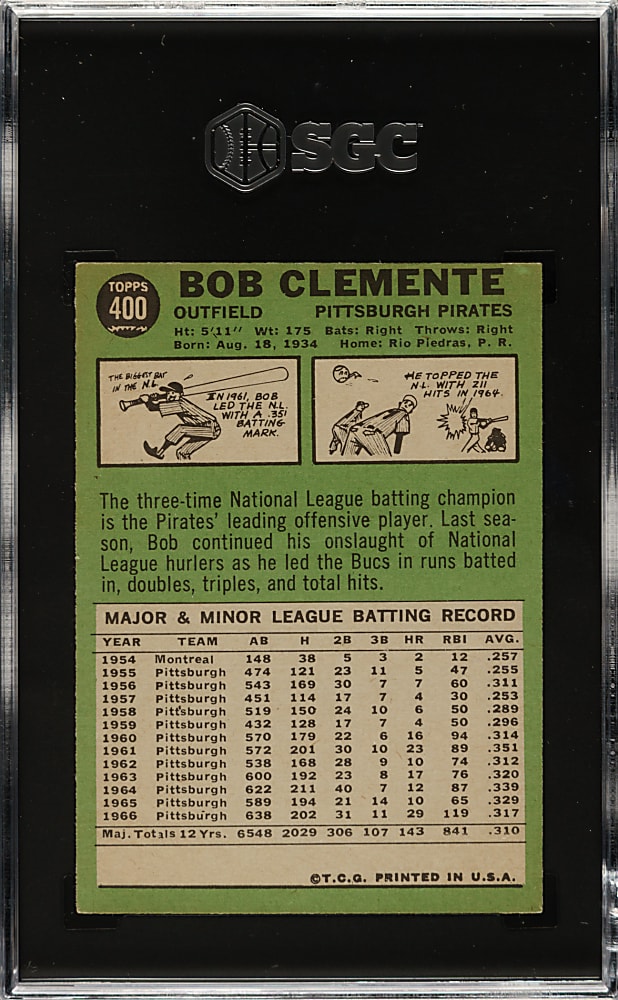 1967 Topps #400 Roberto Clemente SGC EX 5