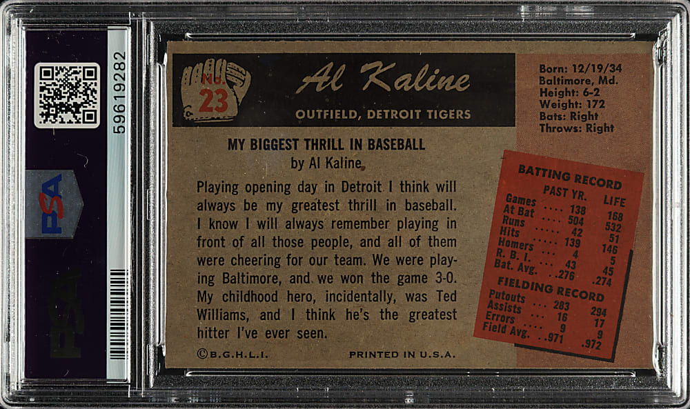 1955 Bowman #23 Al Kaline PSA NM 7
