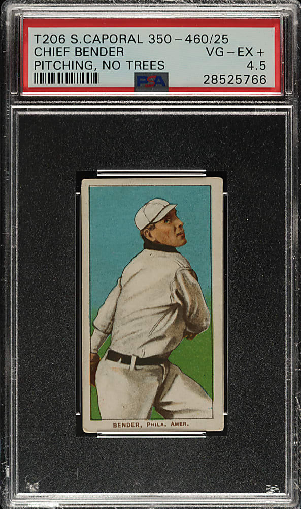 1909-1911 T206 White Border Chief Bender Pitching, No Trees in Background PSA VG-EX+ 4.5