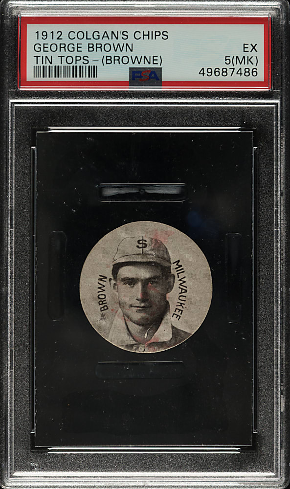 1912-1913 E270-2 Colgan's Chips "Tin Tops" George Brown PSA EX 5 (MK)
