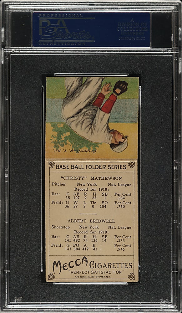1911 T201 Mecca Double Folder Christy Mathewson/Bridwell PSA EX 5