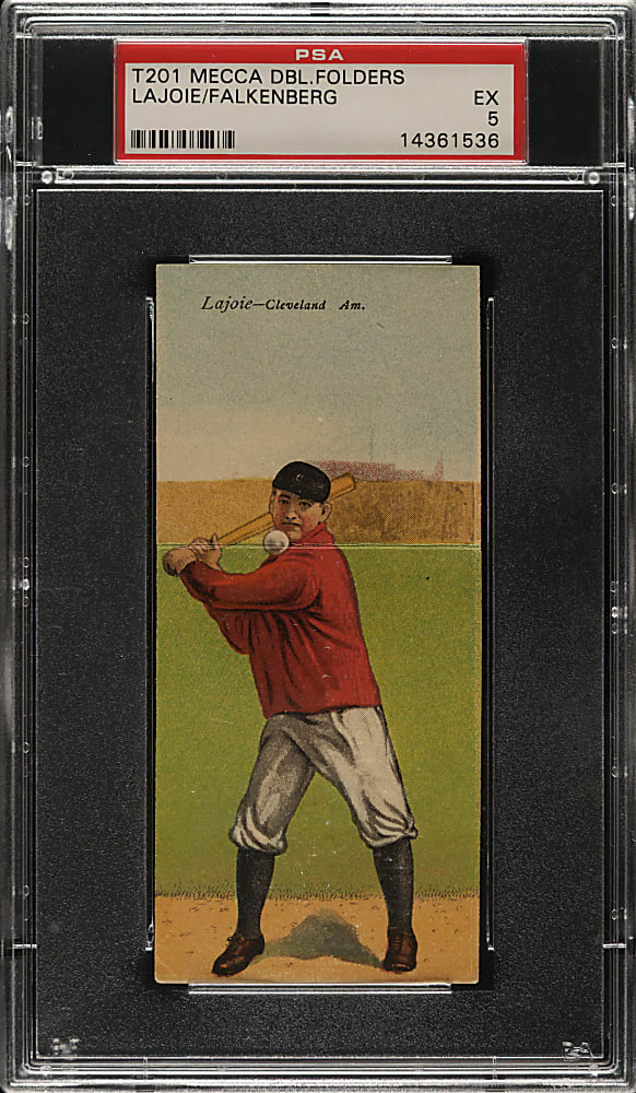 1911 T201 Mecca Double Folders Nap Lajoie/Falkenberg PSA EX 5