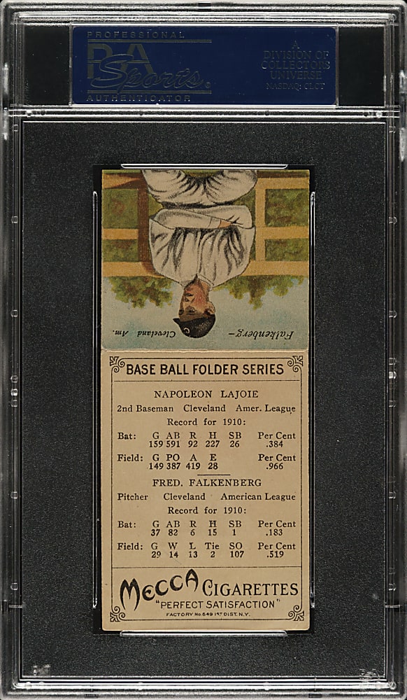 1911 T201 Mecca Double Folders Nap Lajoie/Falkenberg PSA EX 5