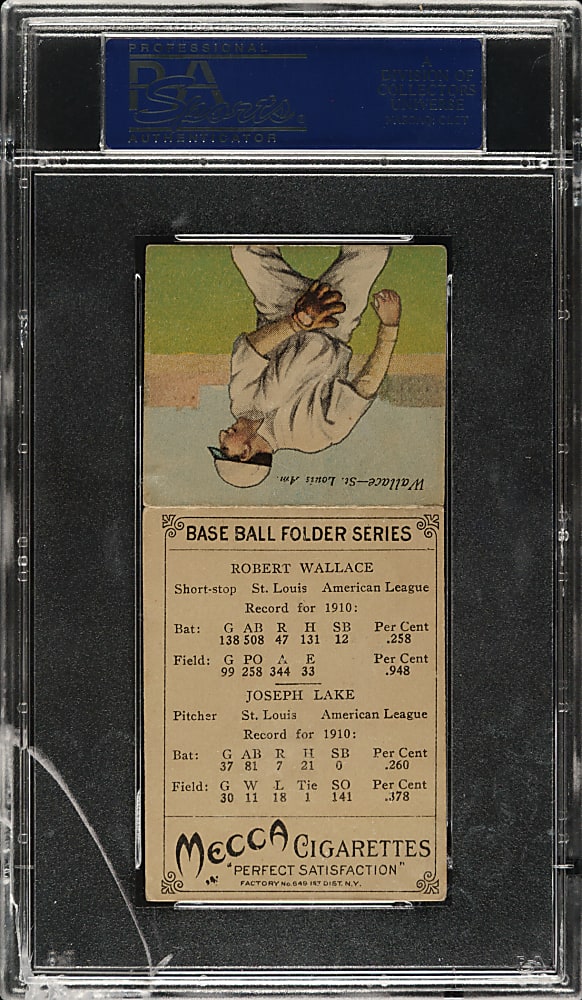 1911 T201 Mecca Double Folders Bobby Wallace/Lake PSA EX 5