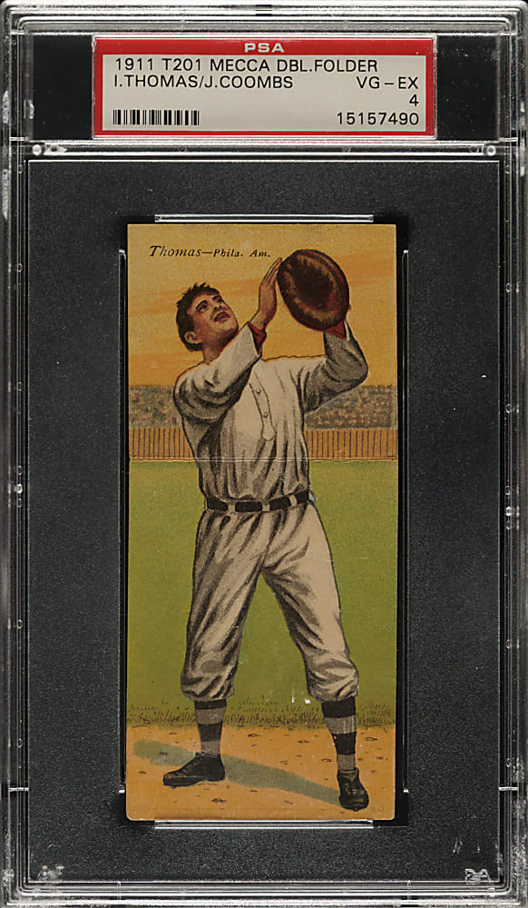 1911 T201 Mecca Double Folders Thomas/Coombs PSA VG-EX 4