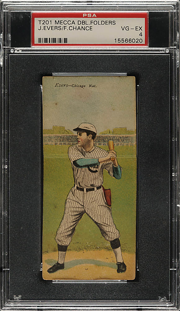 1911 T201 Mecca Double Folders Johnny Evers/Frank Chance PSA VG-EX 4