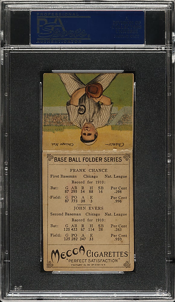 1911 T201 Mecca Double Folders Johnny Evers/Frank Chance PSA VG-EX 4