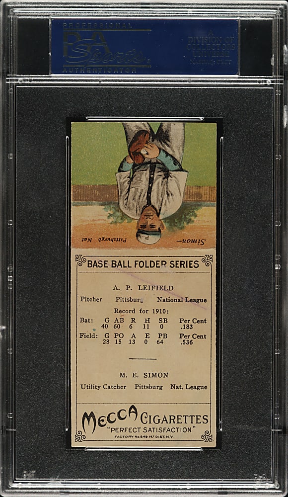 1911 T201 Mecca Double Folder Leifield/Simon PSA VG-EX 4