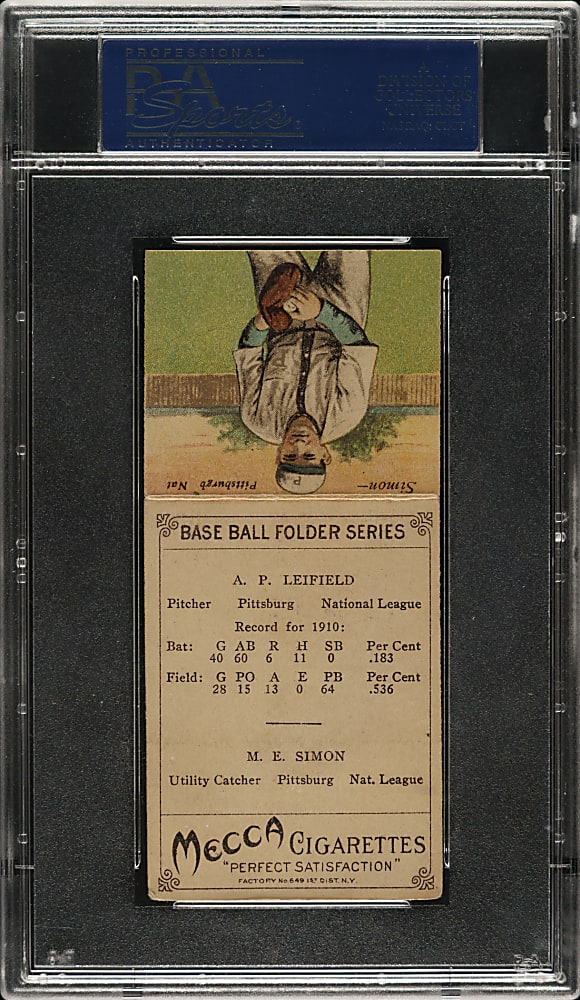 1911 T201 Mecca Double Folder Leifield/Simon PSA VG+ 3.5