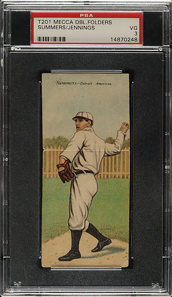 1911 T201 Mecca Double Folder Hughie Jennings/Summers PSA VG 3