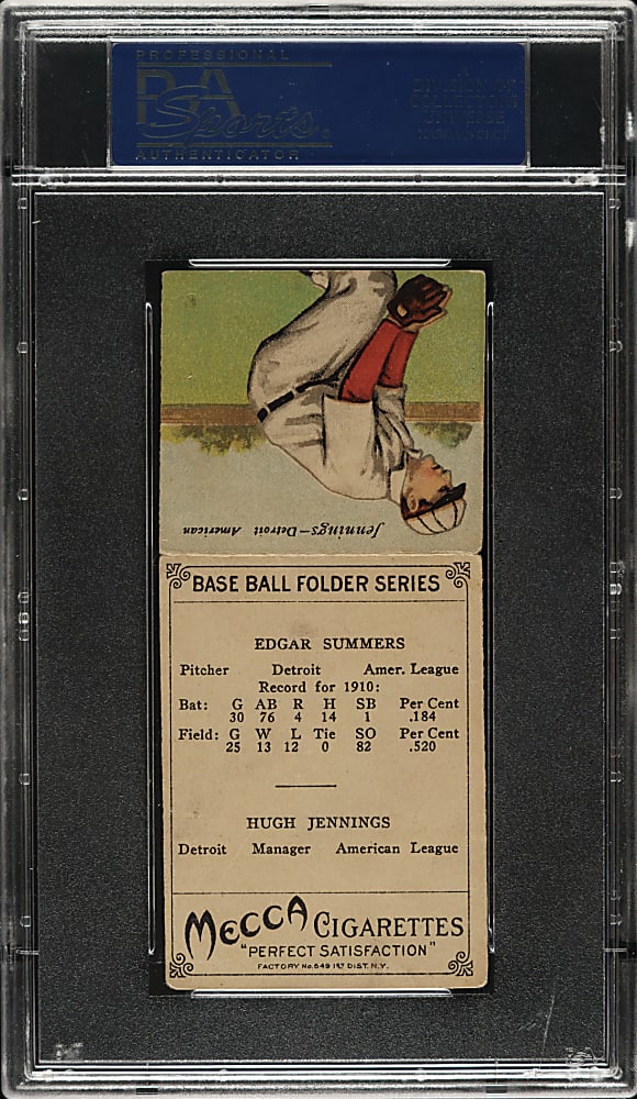1911 T201 Mecca Double Folder Hughie Jennings/Summers PSA VG 3