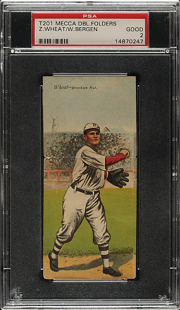 1911 T201 Mecca Double Folder Zack Wheat/Bergen PSA GOOD 2