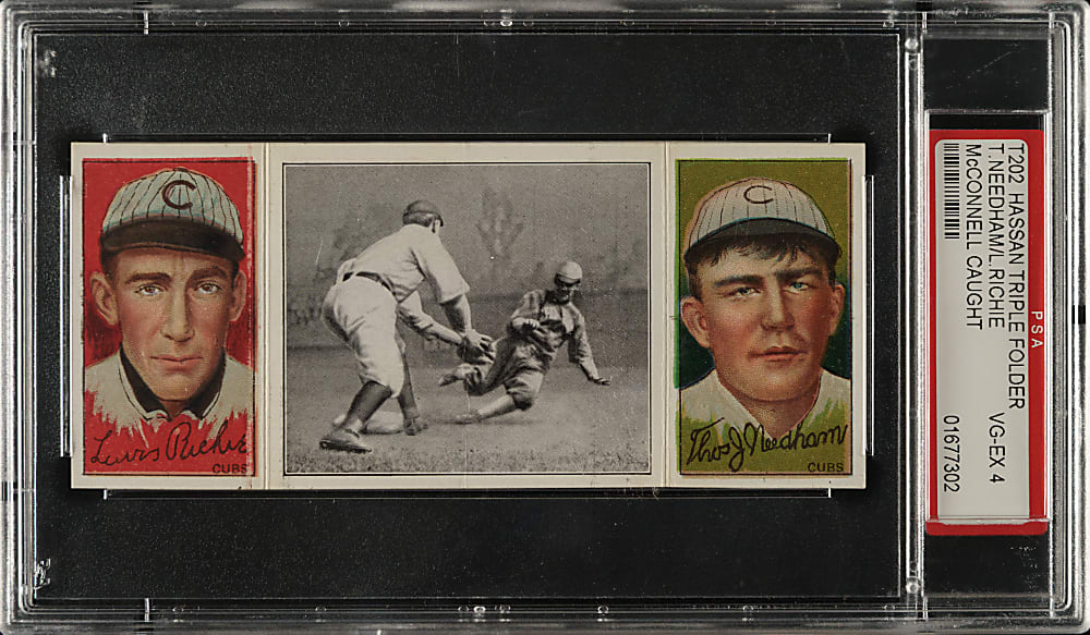 1912 T202 Hassan Triple Folder "McConnell Caught" Richie/Needham PSA VG-EX 4