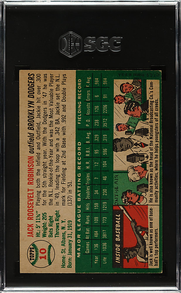 1954 Topps #10 Jackie Robinson SGC EX 5