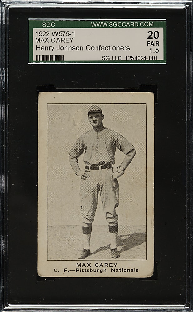 1922 W575-1 Henry Johnson Confectioners Max Carey SGC FAIR 20