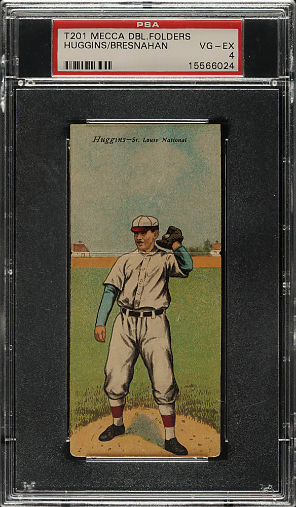 1911 T201 Mecca Double Folders Miller Huggins/Roger Bresnahan PSA VG-EX 4