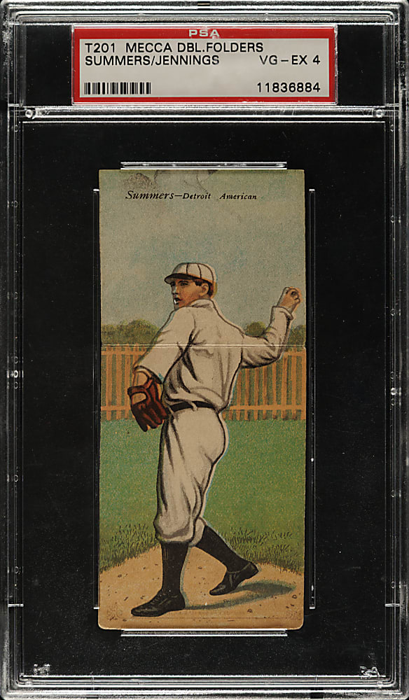 1911 T201 Mecca Double Folder Hugh Jennings/Summers PSA VG-EX 4