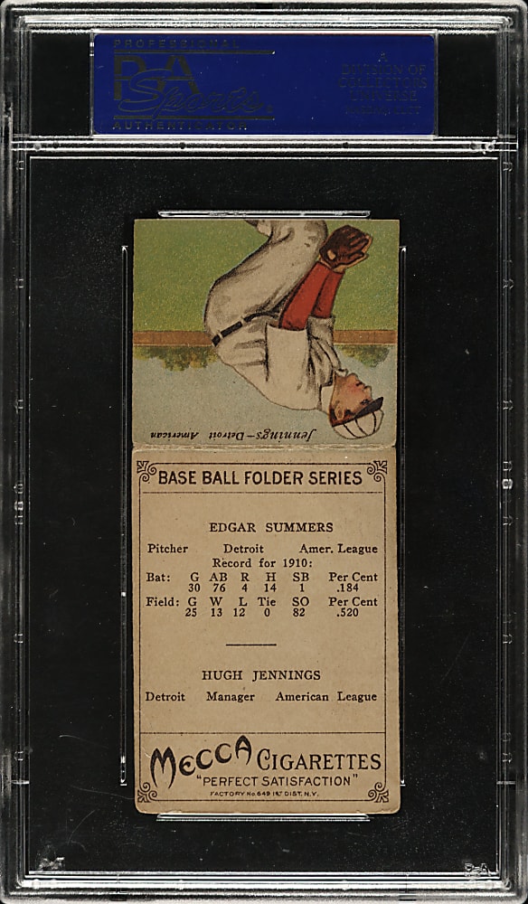 1911 T201 Mecca Double Folder Hugh Jennings/Summers PSA VG-EX 4