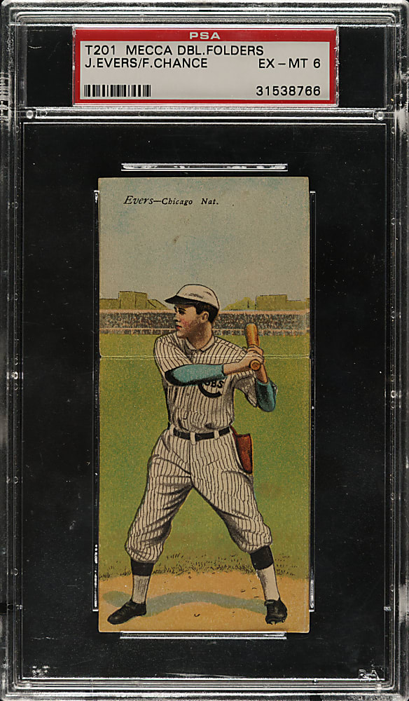 1911 T201 Mecca Double Folders Johnny Evers/Frank Chance PSA EX-MT 6
