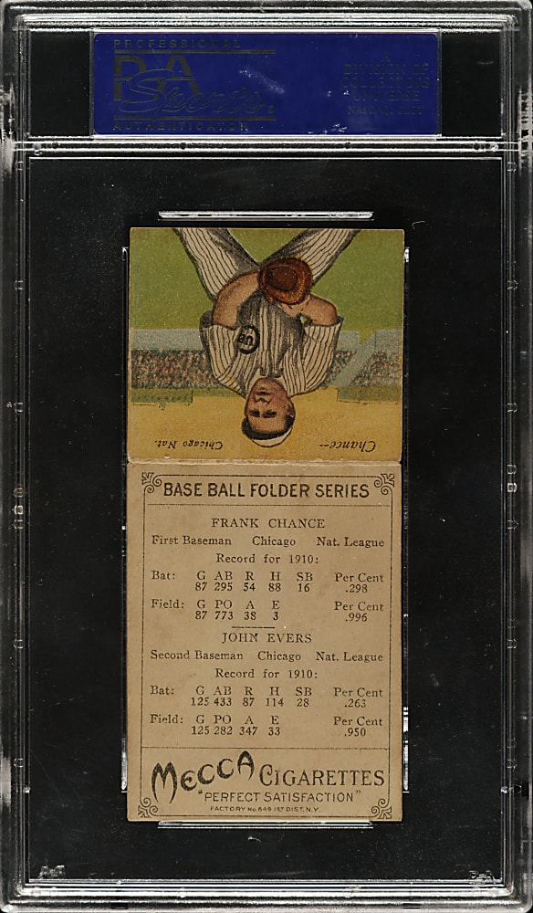 1911 T201 Mecca Double Folders Johnny Evers/Frank Chance PSA EX-MT 6