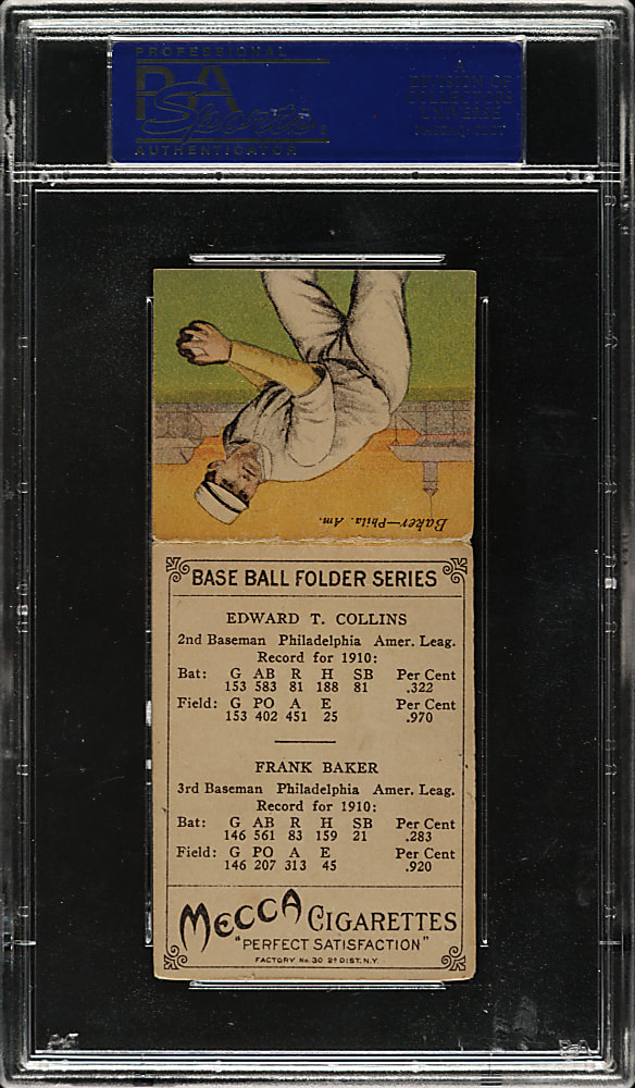 1911 T201 Mecca Double Folder Eddie Collins/Frank Baker PSA EX 5