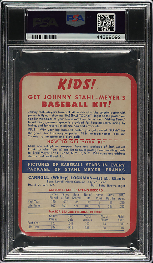 1955 Stahl-Meyer Franks Whitey Lockman PSA VG-EX 4