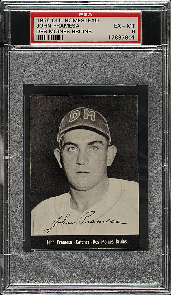 1955 Old Homestead Franks Des Moines Bruins John Pramesa PSA EX-MT 6