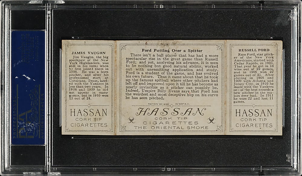 1912 T202 Hassan Triple Folder "Ford Putting Over a Spitter" Vaughn/Ford PSA VG 3