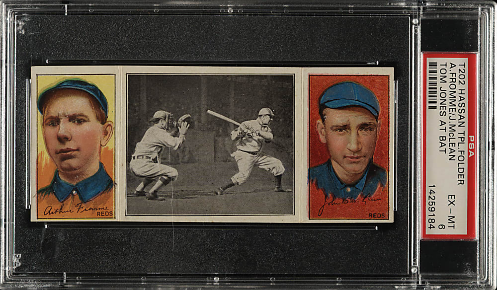 1912 T202 Hassan Triple Folder "Tom Jones At Bat" McLean/Fromme PSA EX-MT 6