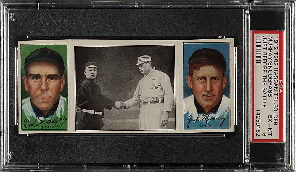 1912 T202 Hassan Triple Folder "Just Before The Battle" Snodgrass/Murray PSA EX-MT 6