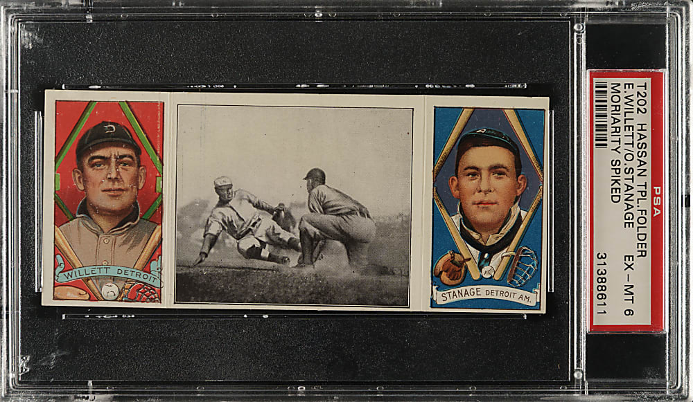 1912 T202 Hassan Triple Folder "Moriarity Spiked" Willett/Stanage PSA EX-MT 6