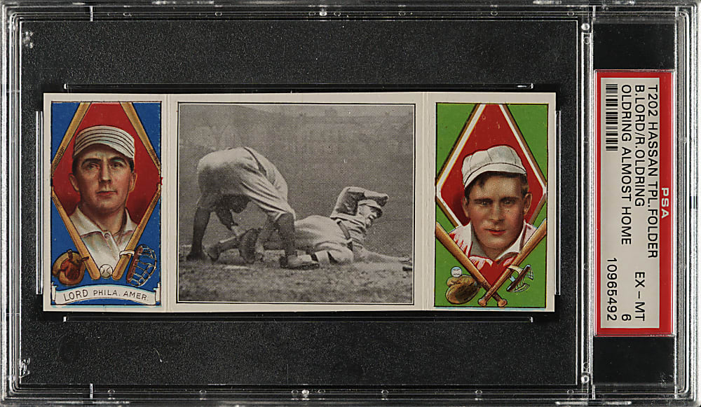 1912 T202 Hassan Triple Folder "Oldring Almost Home" Lord/Oldring PSA EX-MT 6