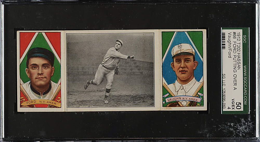 1912 T202 Hassan Triple Folder "Ford Putting Over a Spitter" Vaughn/Ford SGC VG/EX 50